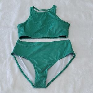 Herseas Women's 2 Piece High Waisted Ribbed Bikini Swimsuit In Small NWT